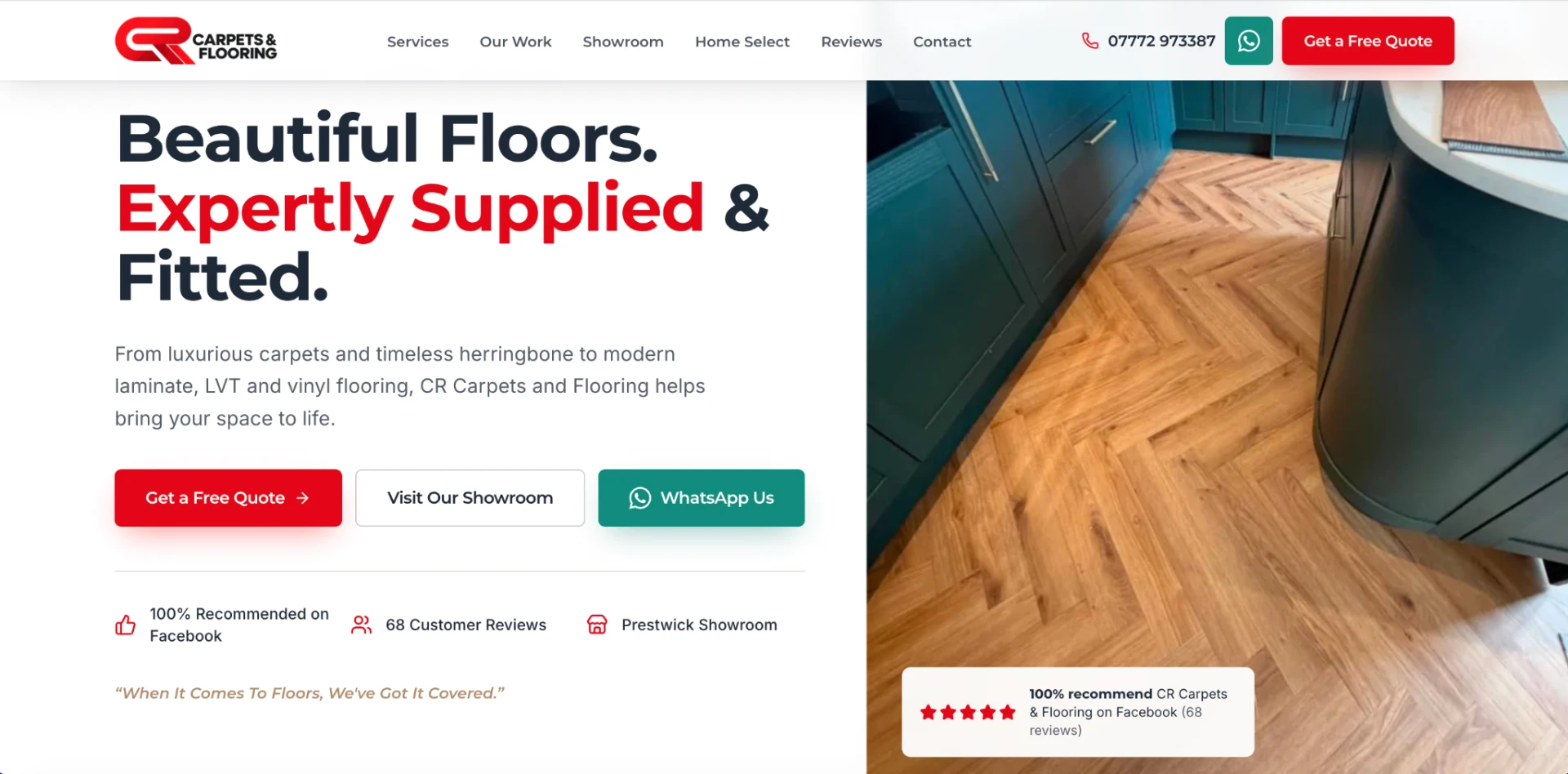 CR Carpets & Flooring website homepage