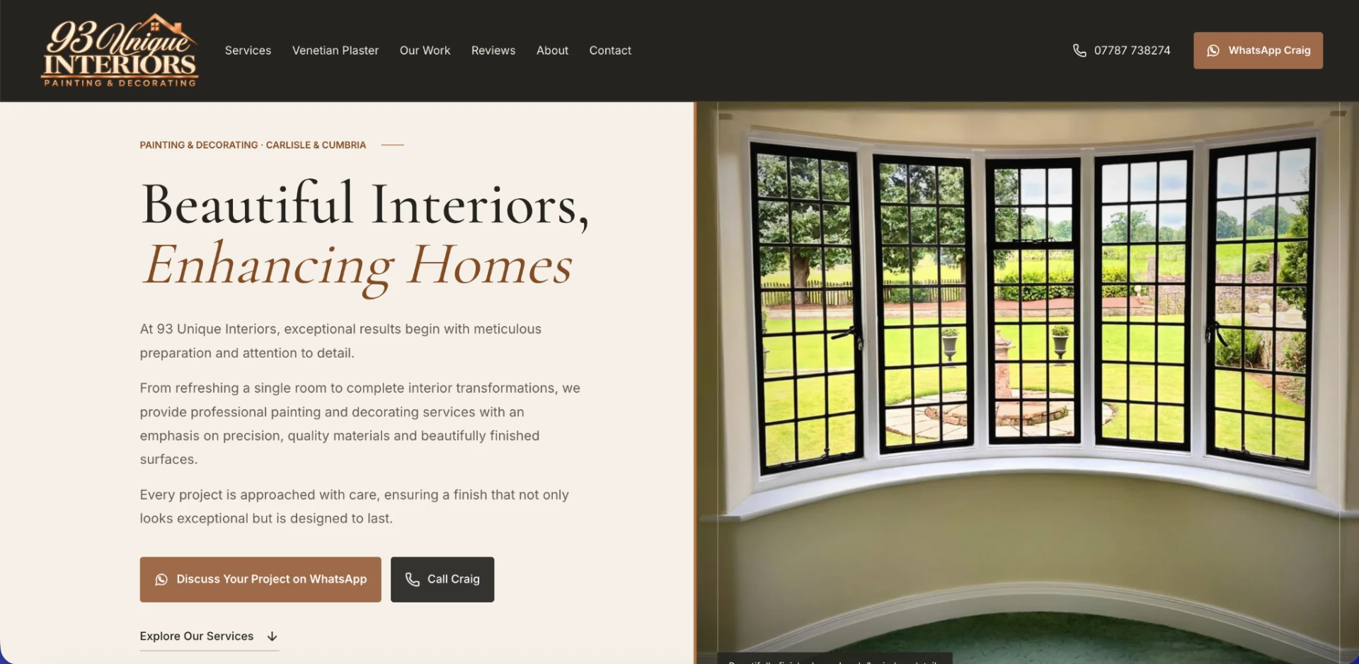 93 Unique Interiors website homepage