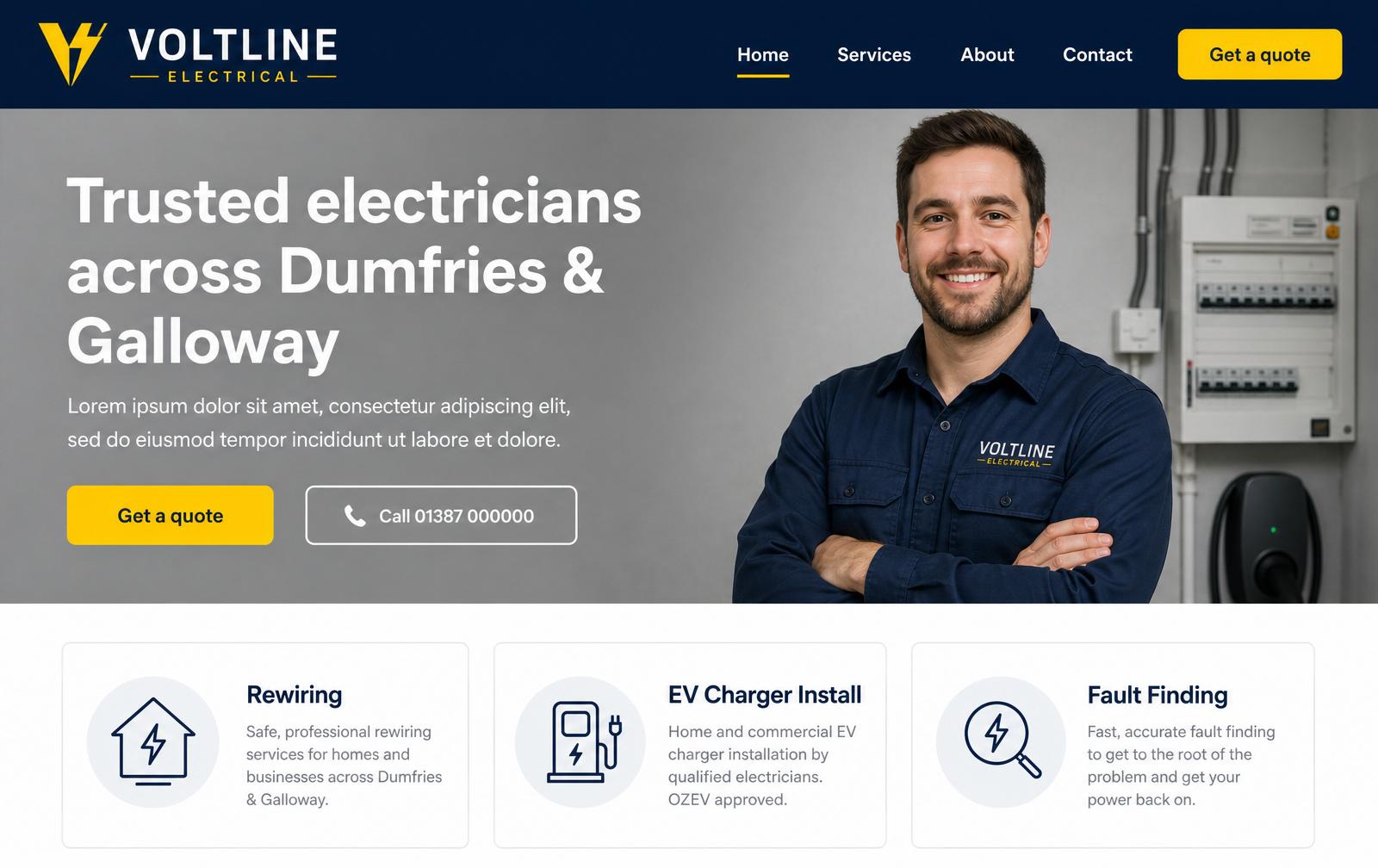 Voltline Electrical website concept